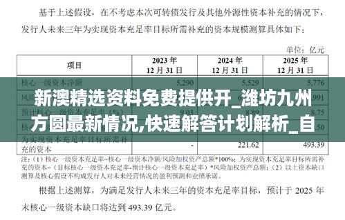 新澳精选资料