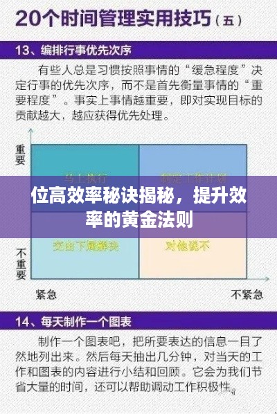 位高效率秘诀揭秘，提升效率的黄金法则