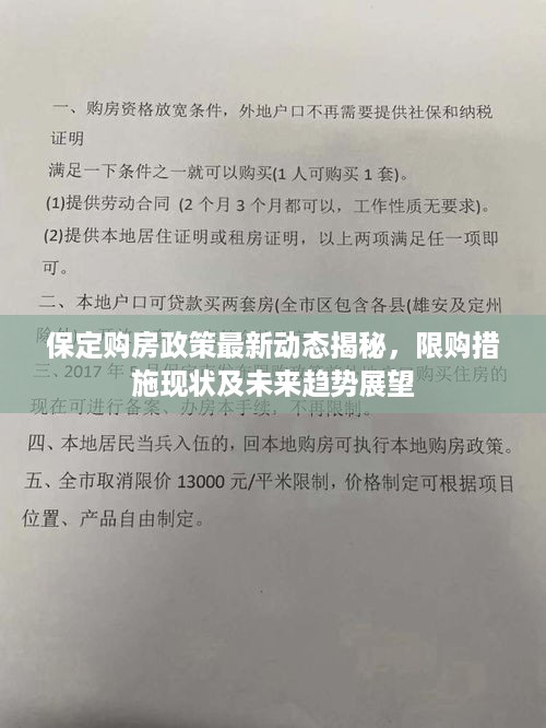 保定购房政策最新动态揭秘，限购措施现状及未来趋势展望