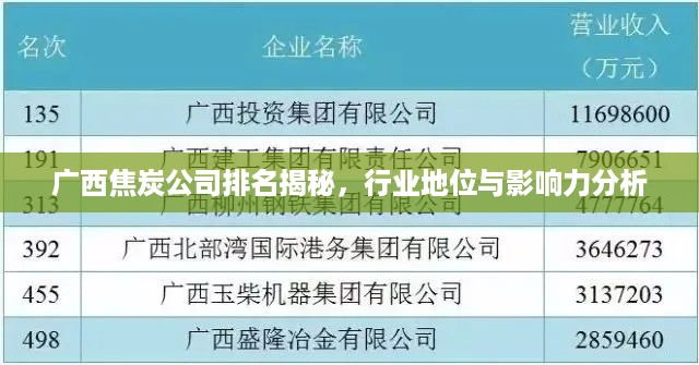 广西焦炭公司排名揭秘，行业地位与影响力分析