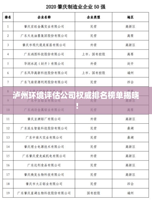 泸州环境评估公司权威排名榜单揭晓！